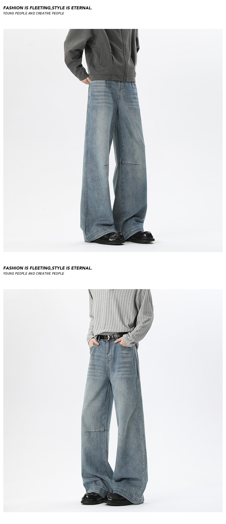 Herren Jeans Im American Style Gerader Schnitt Gewaschene Hose_voghion.com
