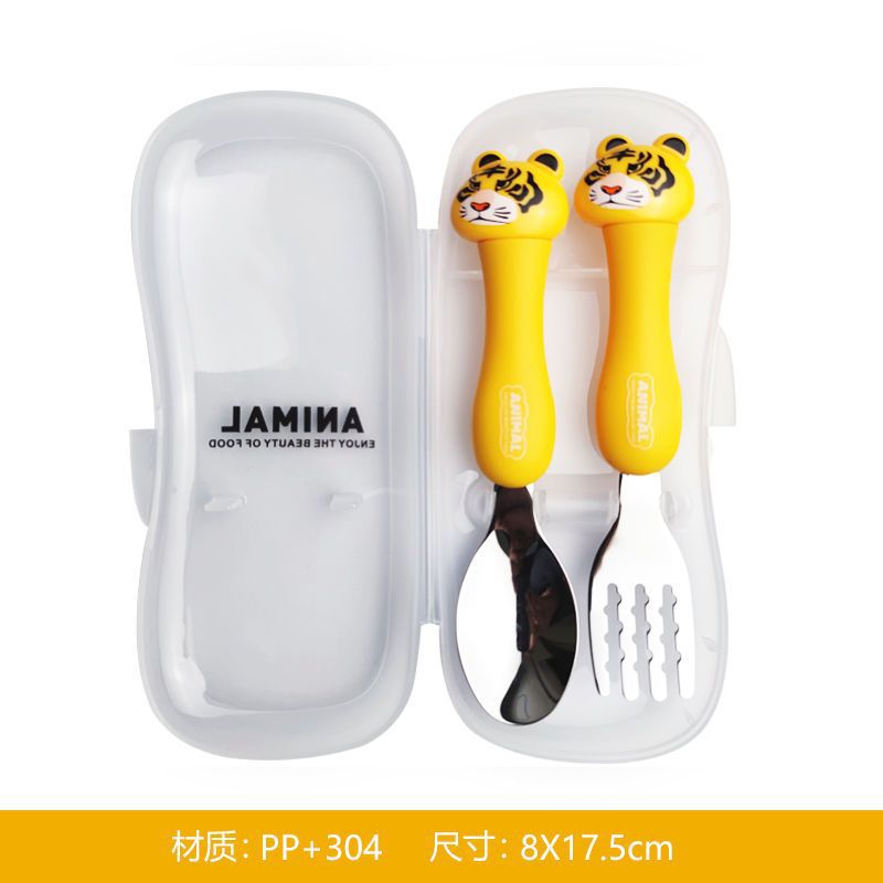 Animal encantador portátil para llevar estudiantes cucharas de comidas dormitorios escolares cucharas de cubierta de cubierta set