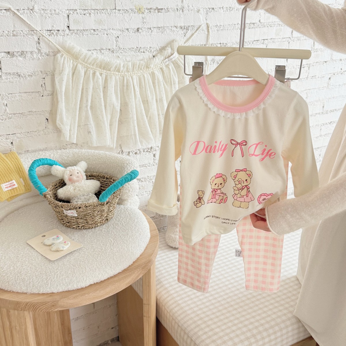 Pijamas infantiles, pantalones para bebés, dibujos animados, ropa para niños, pantalones de manga larga coreanos, set de cuello redondo para niños y niñas