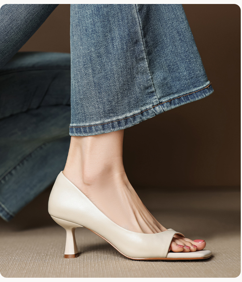 Sandal cao gót nữ hở mũi mũi vuông gót nhỏ 6 cm phong cách Hàn Quốc — đen chi tiết 10