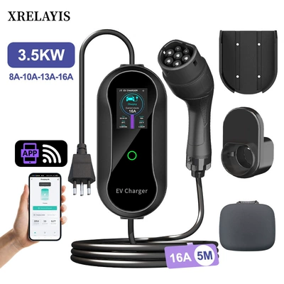 TYPE2 charging station 7KW European standard Tesla AITO new energy vehicle portable on-board charging gun charging station (Elektrikli avtomobil şarj stansiyaları) - 5m-flagship-version-type2-european-standard-single-phase-16a-368kw-5m-with-app