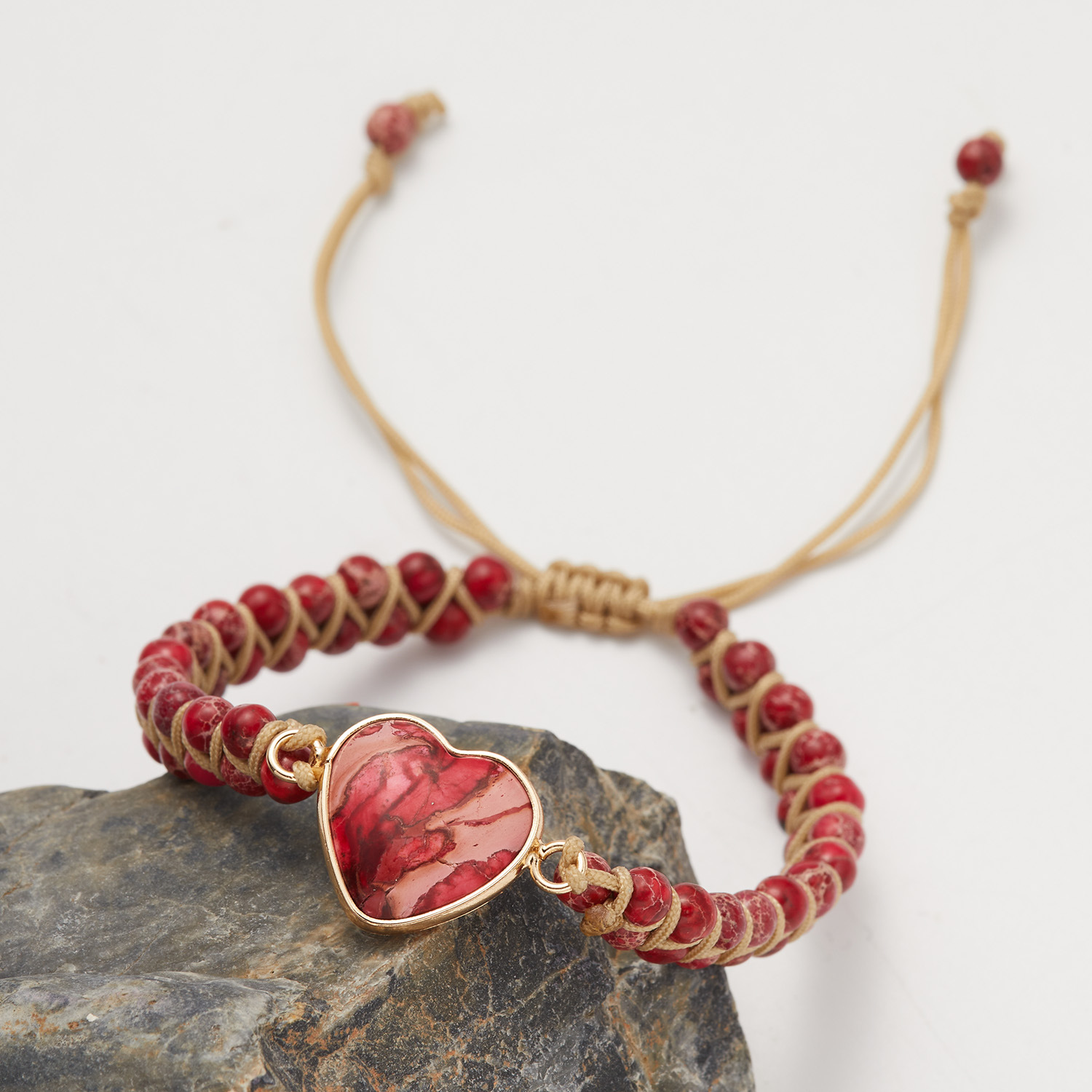 Fashion Heart Shape Stone Knitting Unisex Bracelets 1 Piece