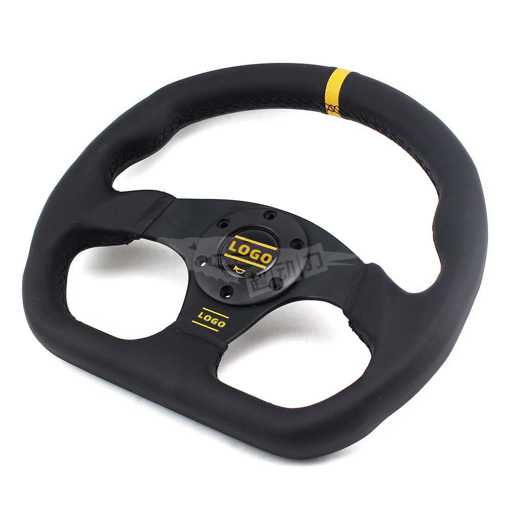 JXR – 13 inch D-Shape Steering wheel - yellow-ring-black-line