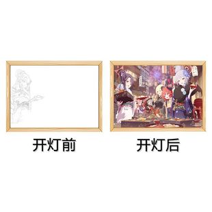 Yuze Lingsha Bird Tour Xingye End Flower Blue File Lighting Painting Secondary Animation Sketch Line Photo Frame Lamp