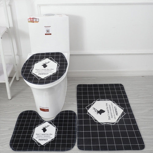 Factory Direct Sale Underwater World 3D Printed Toilet Mat Bathroom Mat Set of 3 Waterproof Bath Mat