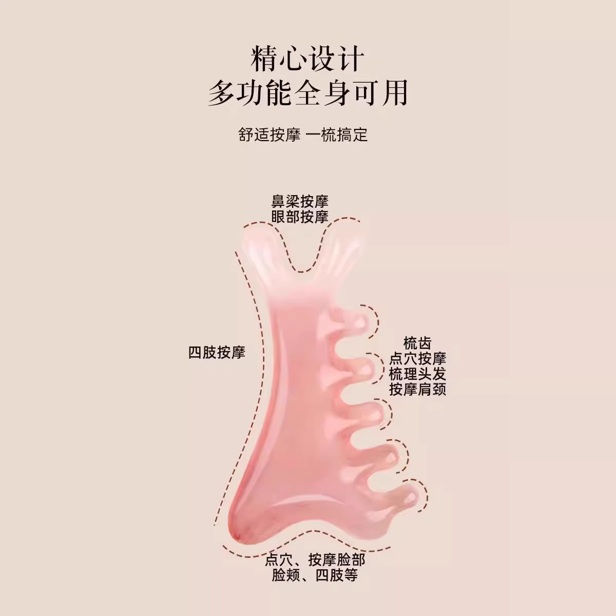 Peine de masaje Peine de meridianos de cabeza Masaje de terapia para hombres y mujeres Raspe el cuero cabelludo para dragar peine de dientes anchos Peine de meridianos portátil