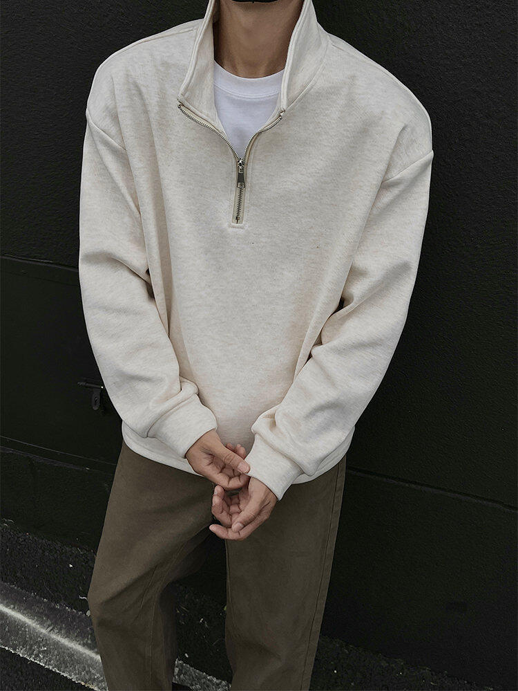 Herr half-zip sweatshirt med fleece i höst och vinter_voghion.com