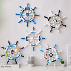 Mediterranean Decor Wall Hangings 34cm with Mesh Wood Ship's Wheel Craftsmanship Steering Wheel Captain Wall Decor