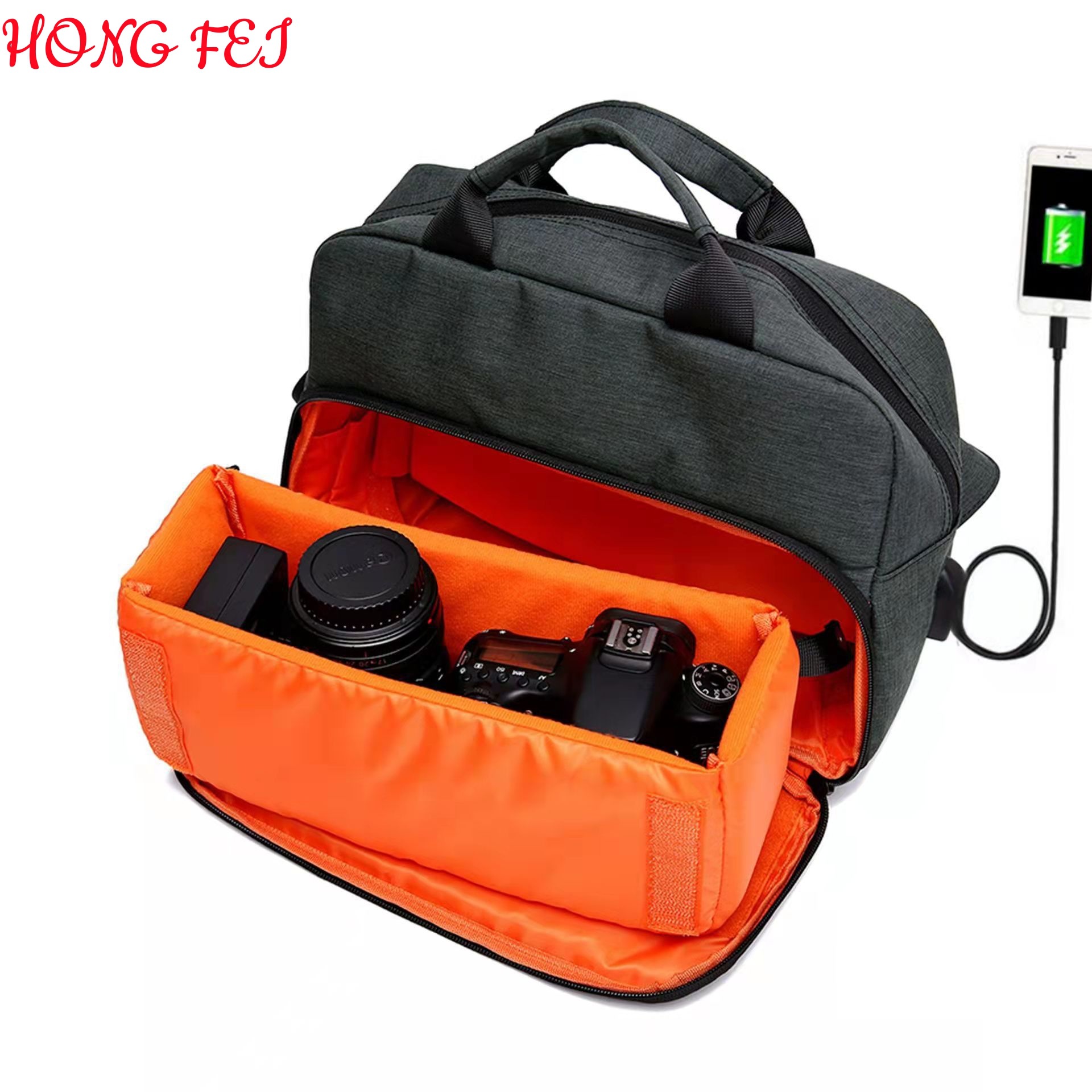 새로운 SLR 카메라 가방 남성 어깨 사진 가방 다기능 USB 방수 비 커버 내마모성 크로스 바디 숄더 백