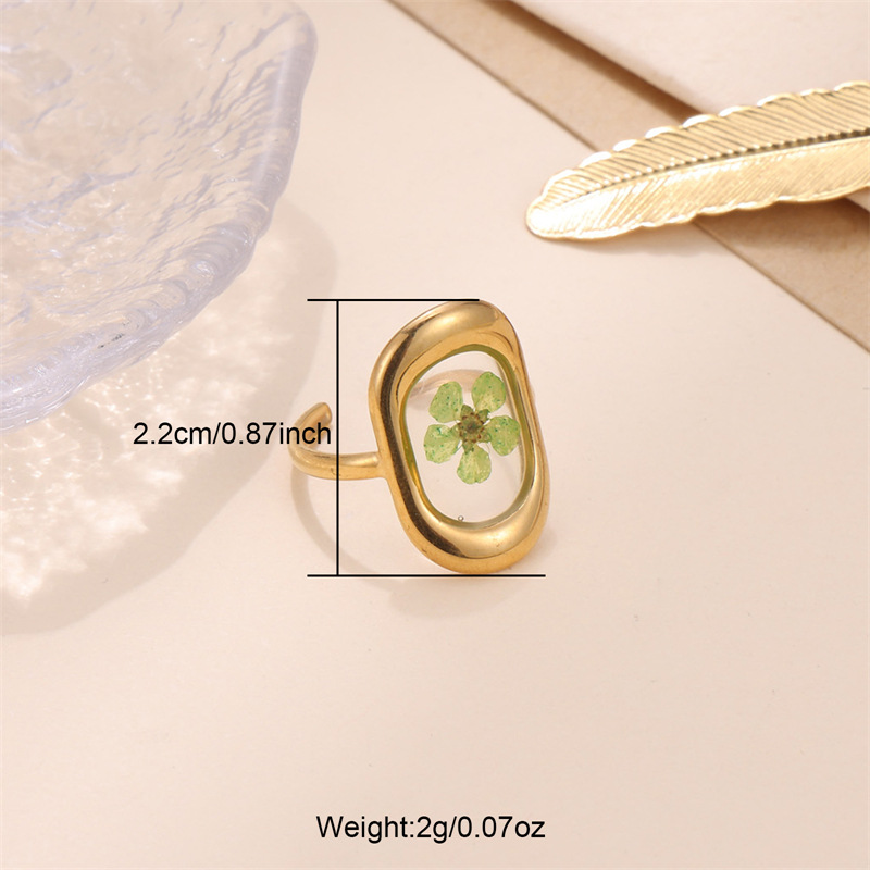 Ig Style Geometric Flower Stainless Steel Epoxy Open Rings display picture 6
