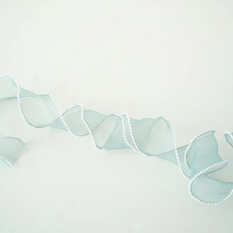 Venta al por mayor 4cm fishtail Hilado pastel decoración borde flor embalaje perla transparente hilo ramo hornear cinta en stock