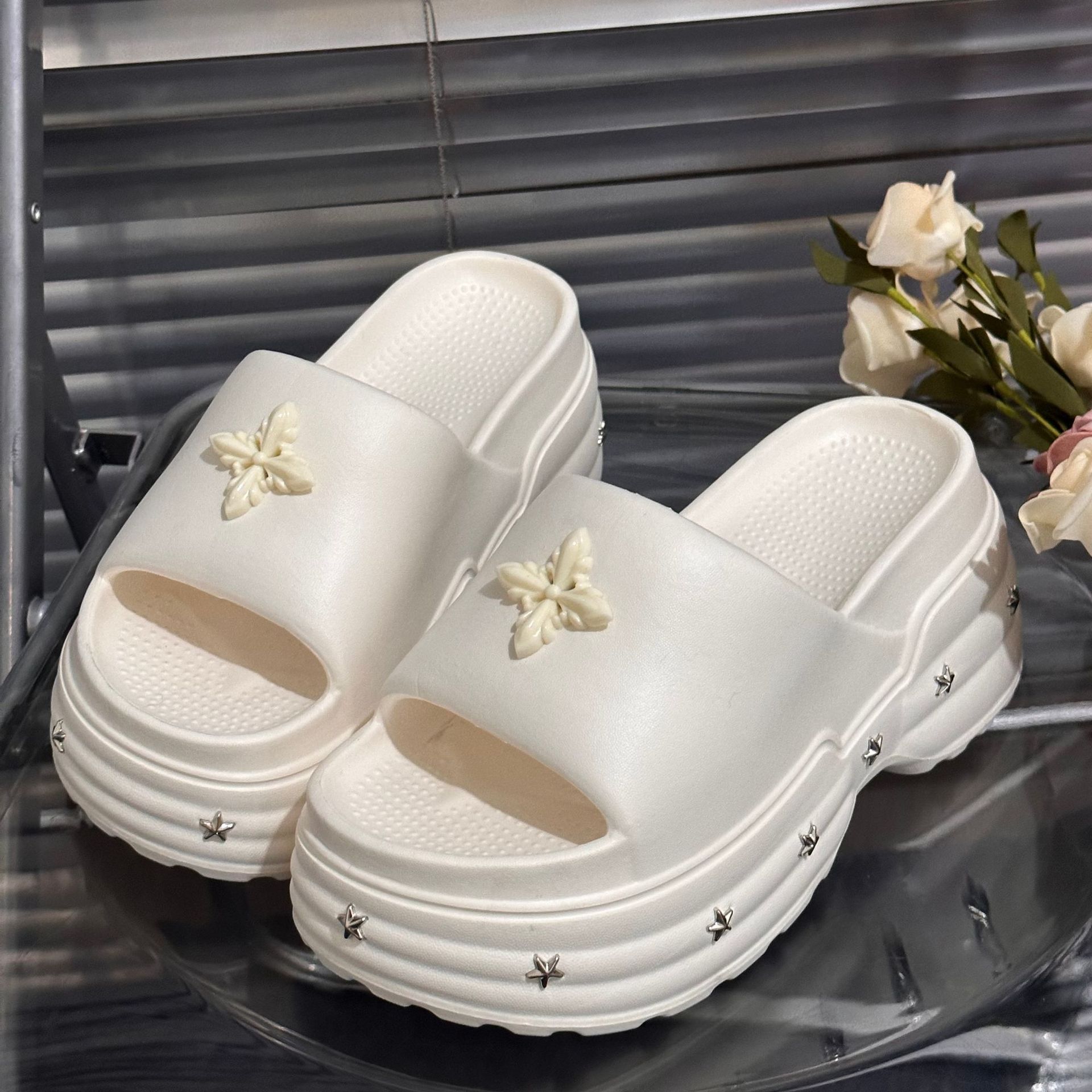 新品厚底EVA女士一字拖夏季新款外穿防滑松糕底潮流简约时尚女拖