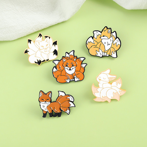 New exquisite and cute cartoon nine-tailed fox rabbit alloy brooch temperament versatile clothing badge wholesale