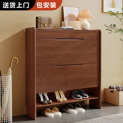 無垢材靴キャビネット超薄型大容量ホームドア小型家庭用ダンプタイプシンプルな玄関キャビネット玄関キャビネットバッグインストール