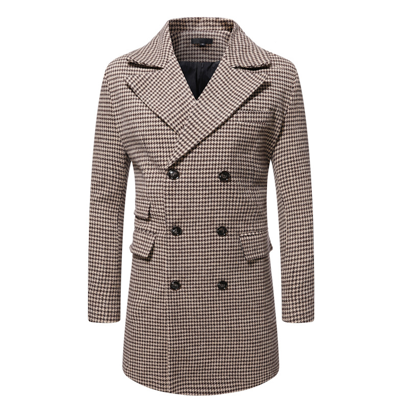 2022 Herbst/Winter Neue karierte bedruckte zweireihige Windjacke für Herren Casual Ni Coat_voghion.com