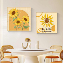 奶油风向日葵客厅装饰画高级感沙发背景墙挂画现代简约餐厅墙壁画