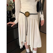 干枯玫瑰花朵腰带女复古时尚百搭打结腰绳高级简约韩版配裙子配饰