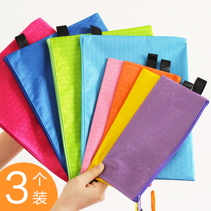 Color canvas File bag A4 zipper students use test plastic…