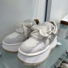 2025新款时尚梅尔休闲鞋厚底增高老爹鞋女真皮透气百搭运动鞋系带