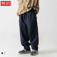 侧边拉链口袋设计工装休闲裤男2024春季款机能风户外立体打褶长裤