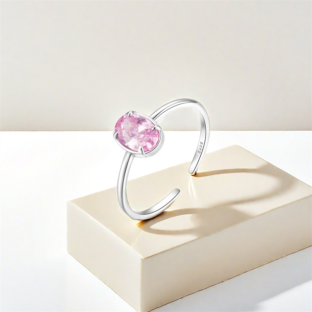 5g Weight Zircon Inlay Material Open Rings Classification Adjustable Ring Size 1 Piece Quantity Holiday, Daily Occasion 925 Sterling Silver Material Geometric Pattern Women's Gender Plating, Inlay Design Sweet Style 925 Sterling Silver Zircon Geometric Open Rings 13