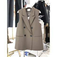 洋服の黒いベストの女性のコートの春と秋のカジュアルな新型の気質のノースリーブの馬はスーツの外を挟みます。