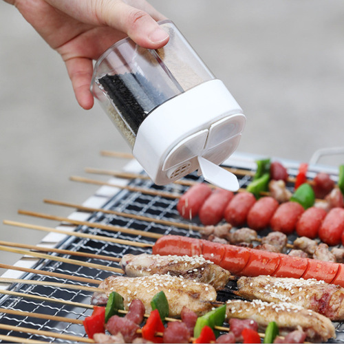 Four-in-one seasoning box household kitchen flip-top transparent seasoning jar outdoor barbecue portable compartmented seasoning box