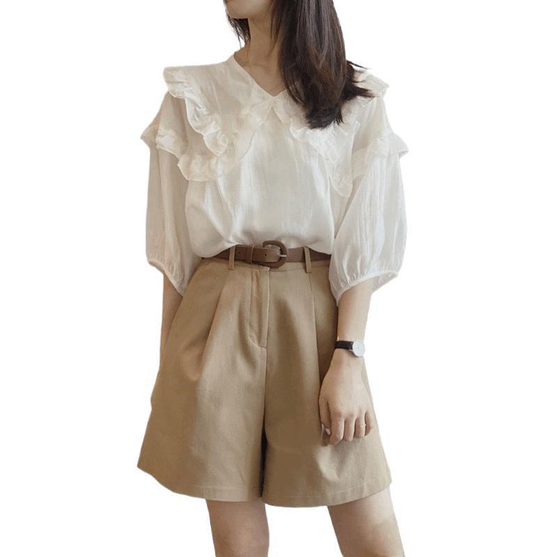 夏季大码女装2025新款微胖妹妹显瘦遮肉高级感炸街阔腿裤两件套装|undefined