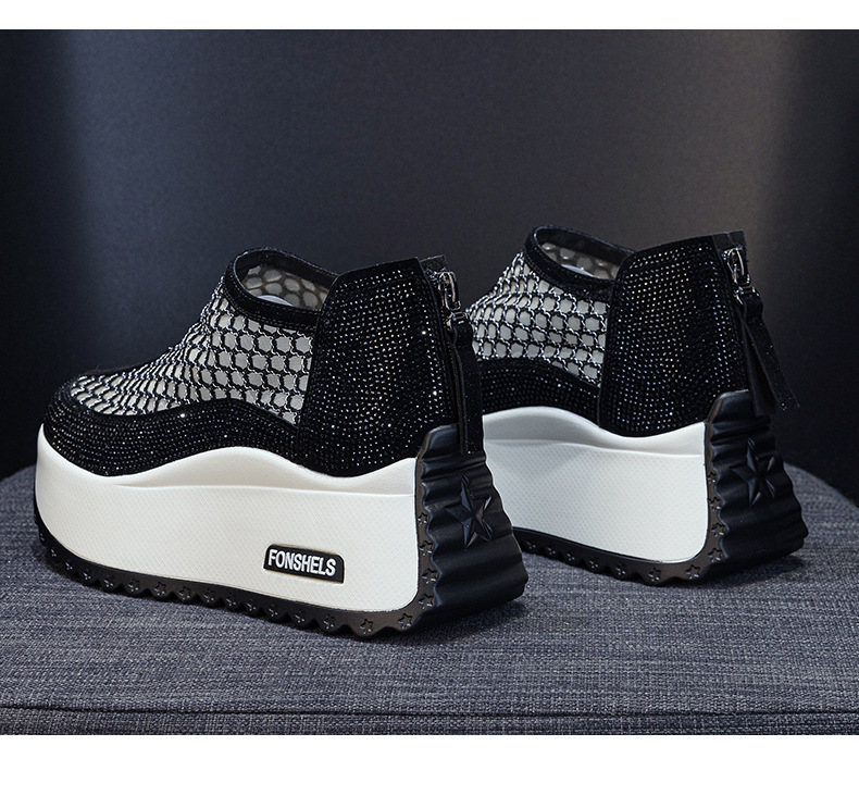 Giày sandal nữ đế dày tăng chiều cao mũi tròn lưới thoáng khí phong cách thể thao — M2839 màu xanh lam, M2839 màu be, M2839 màu đen, M2839 màu tím chi tiết 30