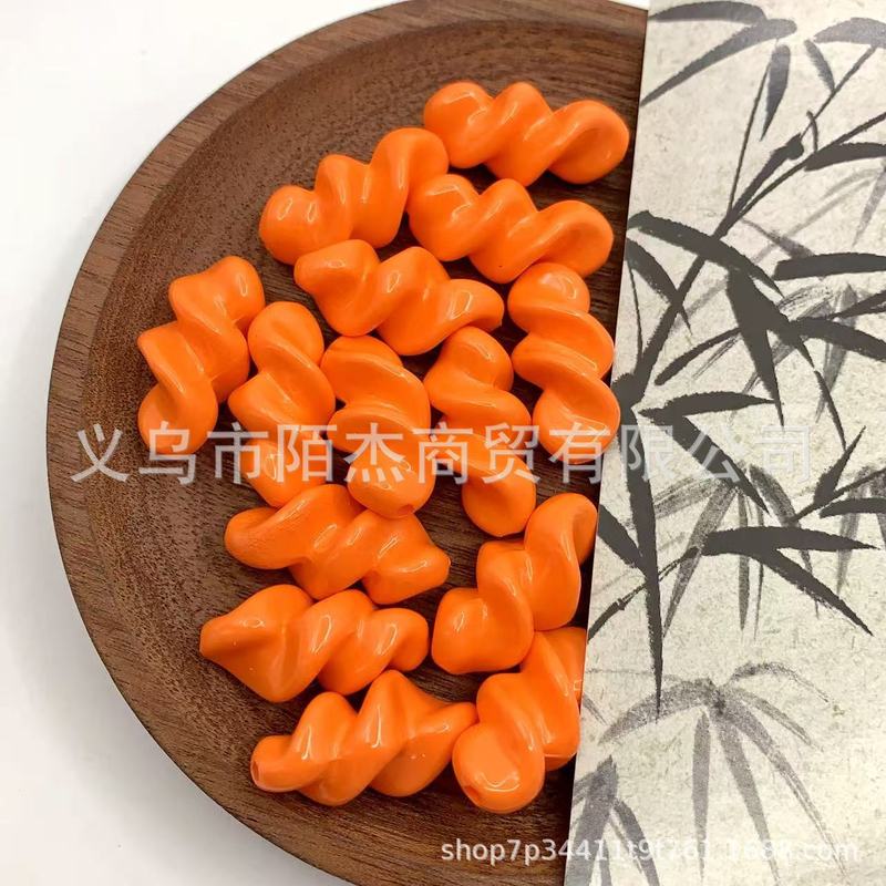 直孔烤漆15色浪味仙螺纹彩色珠 DIY串珠散珠手机链条挂件材料配饰|undefined