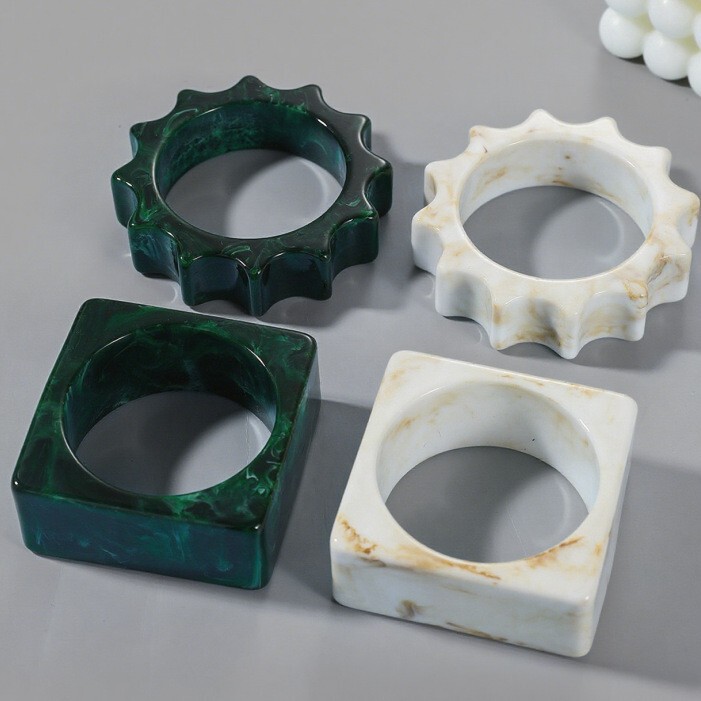 Cross-Border European and American Exaggerated Marble Wavy Geometric Square Resin Bracelet Retro Personalized Smudged Hand Jewelry for Women