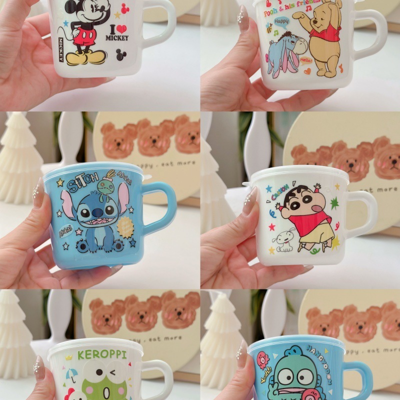 子供用ハンドルウォーターカップ幼稚園飲料水カップステッチ蓋付きマカロン漫画ミルクドリンクカップ|undefined