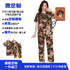 法兰绒睡衣套装定制 人像印花睡衣套装 微定制家居服套装工厂直供