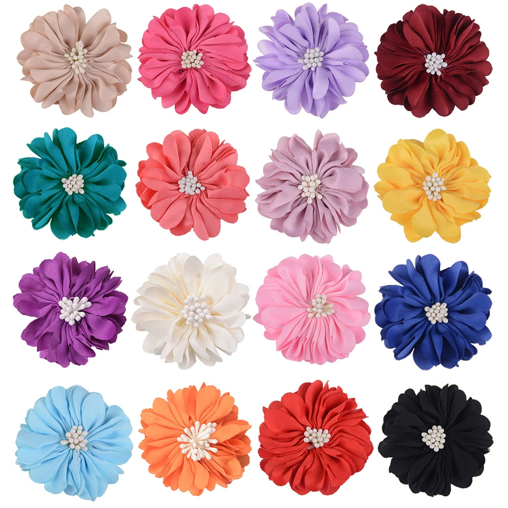 DIY веревка для волос заколка для волос обувь цветок шляпа цветок аксессуары для одежды ткань цветок 5 см ручной работы цветок с цветочным сердцем