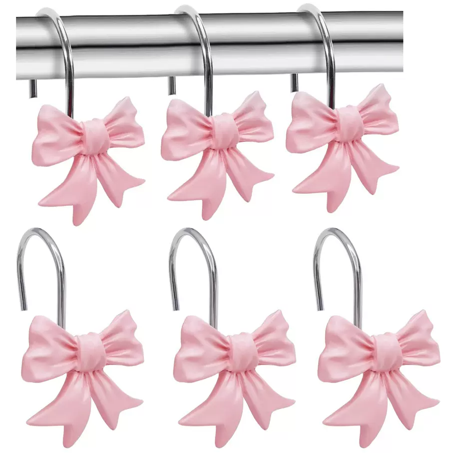 厂家批发亚马逊 希音 跨境热销品树脂金属蝴蝶结装饰性浴帘挂钩环