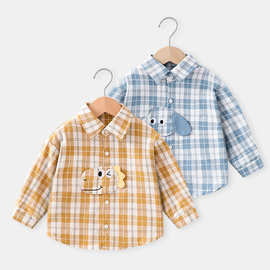 婴儿衣服儿童长袖格子衬衫男童女童上衣春秋款休闲童装小童衬衣
