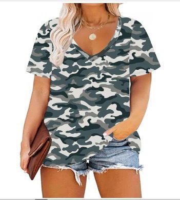女性vネック大サイズ半袖tシャツクロスボーダー新ファッションゆるいtシャツ源工場卸売り安い上着|undefined