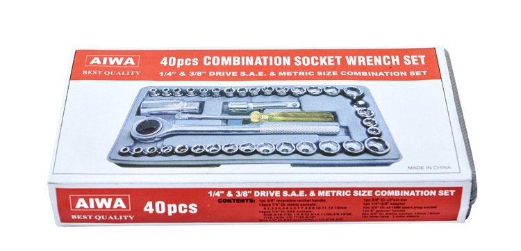 Tool set, hardware tool heads, 40-piece socket set, household and automotive repair ratchet wrench combination box
