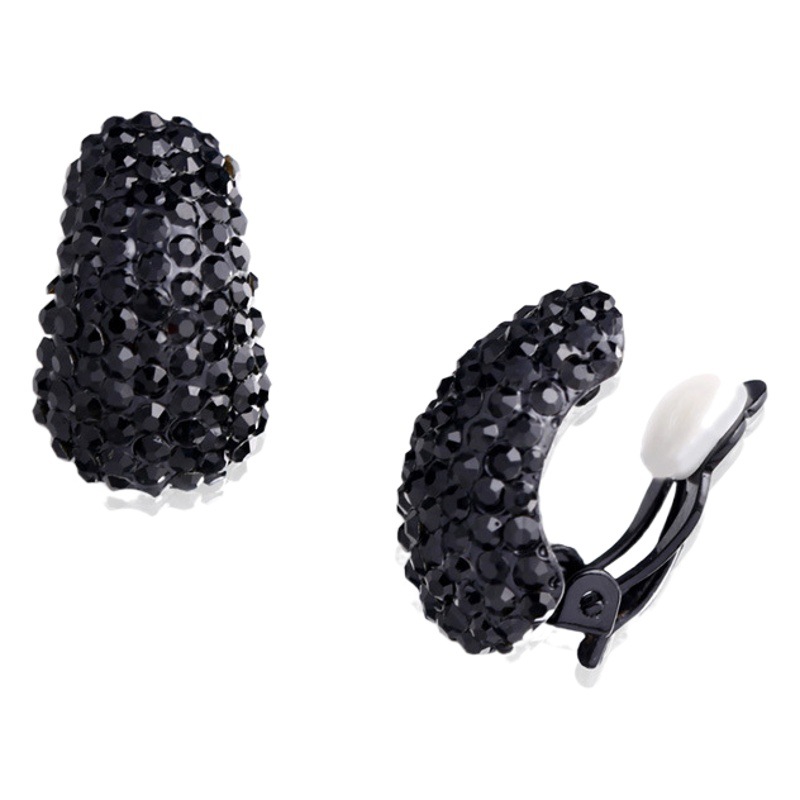 Retro Full Diamond Small Cashew Beans No Ear Holes Ear Clips Shiny Lovely Summer Fashion Commuter Earrings for Women