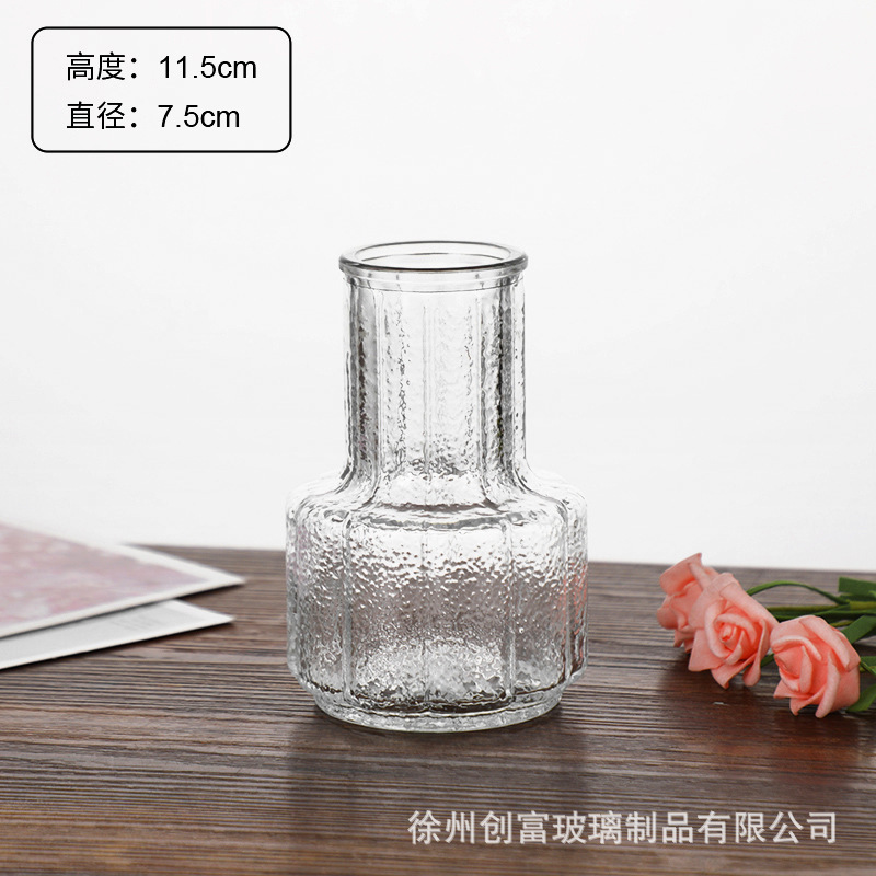 Luz de lujo simple retro mini jarrón de vidrio en vidrio de viento pequeño jarrón de flores flores flores secas flores decoración de oficina
