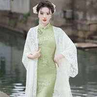 Cheongsam Шаль в китайском стиле женский новый кардиган весной и летом тонкий темперамент кружевной кружевной вырезки из бахромы