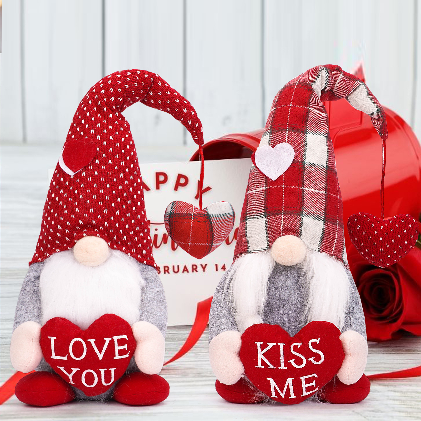 Cruz-frontera nuevo Día de San Valentín muñeca de amor colgante muñeca sin rostro Rudolf Goblin decoración del Día de San Valentín decoraciones