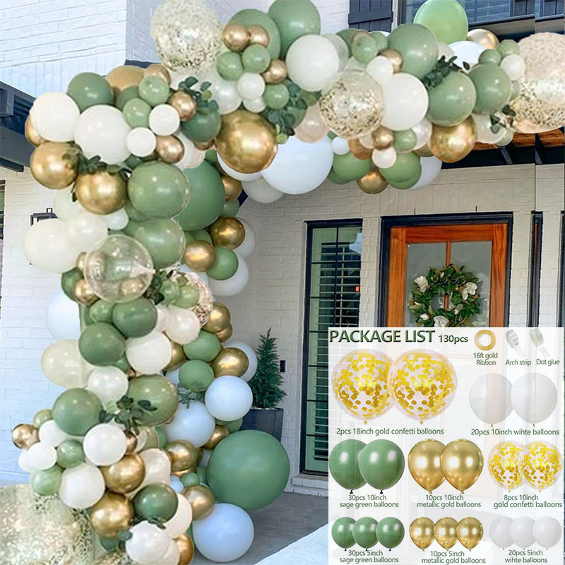 Amazon cumpleaños globo decoración suministros de diseño de boda fiesta de inauguración set de globo cadena de globo verde
