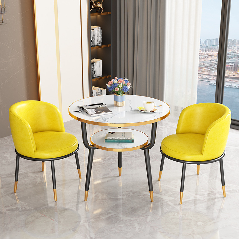 Fábrica directa de lujo ligero de recepción mesa y silla combinación de mesa de comedor de pequeño tipo de casa ocio leche tienda de té Negociación de café