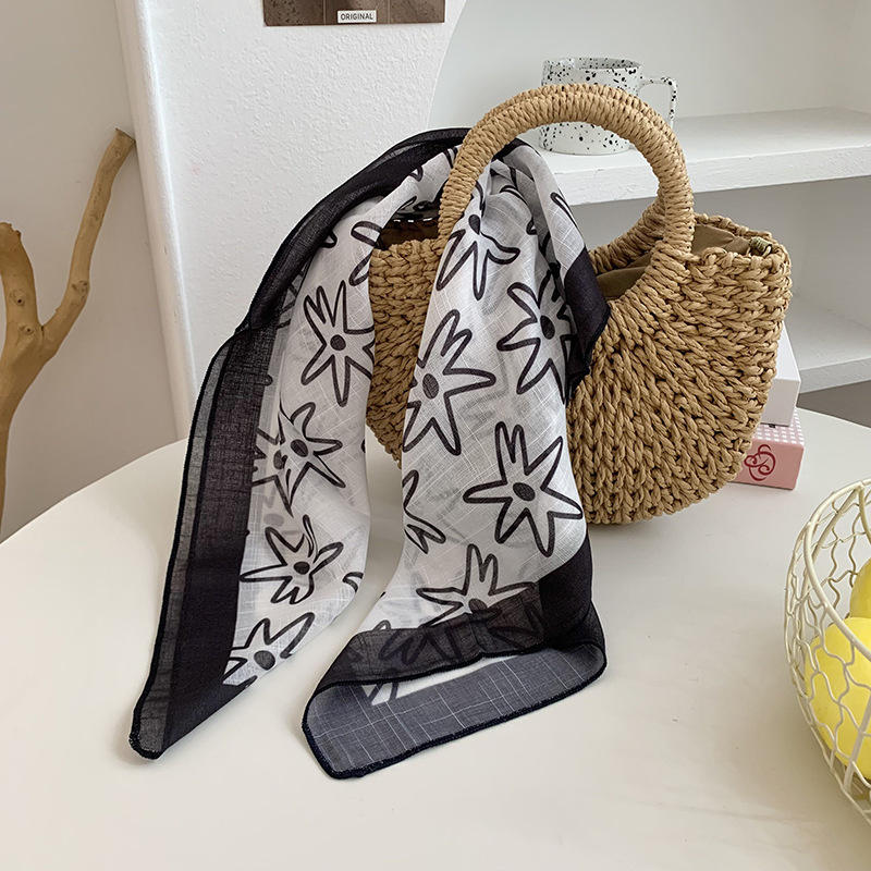 Cintas para el cabello, nueva impresión de letras coreanas, bufandas de seda, decoración profesional para mujeres, bufandas con bufandas cuadradas