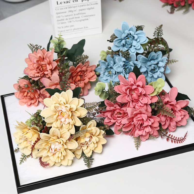 Flores de simulación coral Dalian sala de estar decoración de boda flores falsas fabricantes de props de fotografía al por mayor adornos props transfronterizos