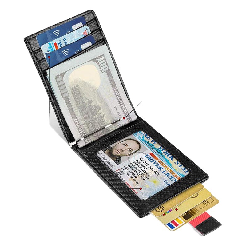 Directo DE FÁBRICA DE Amazon titular de la tarjeta de cuero genuino titular de la tarjeta de oro americano clip RFID anti-robo cepillo