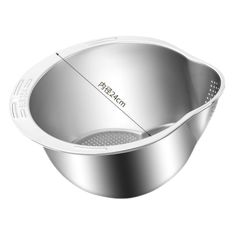 304 de acero inoxidable práctico engrosado agujero fino oblicuo Fondo multifuncional drenaje arroz lavado lavabo hogar portátil lavado sin fugas de arroz