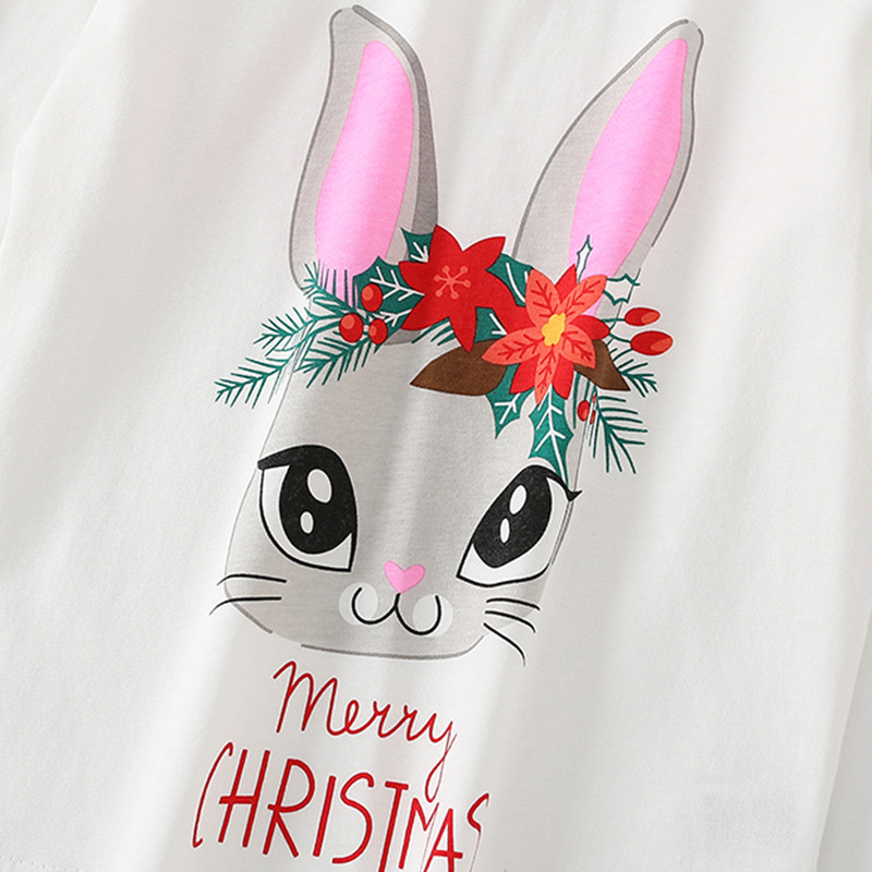Camiseta de manga larga para niñas camisa de fondo blanca para niños Camisa de algodón para niños conejo de dibujos animados europeo y americano para niñas