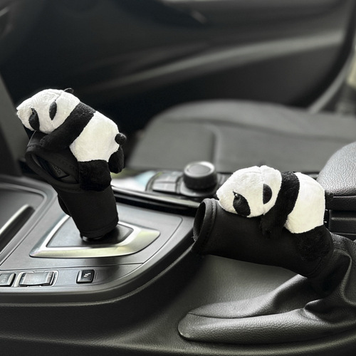 Car gear handle cover decoration cartoon panda handbrake cover roof armrest protective cover seat belt shoulder cover cute female